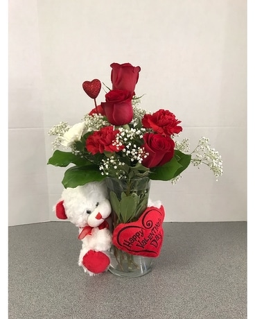 floral arrangements with teddy bears