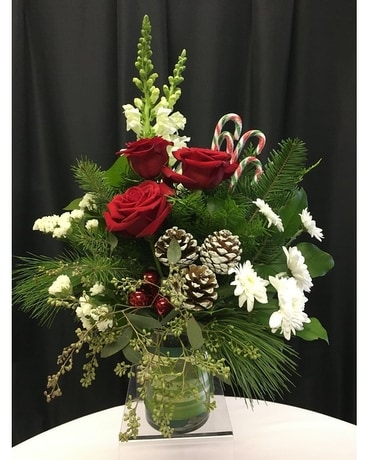 Candy Cane Vase Flower Arrangement