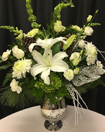 Silver Cloud Vase Flower Arrangement