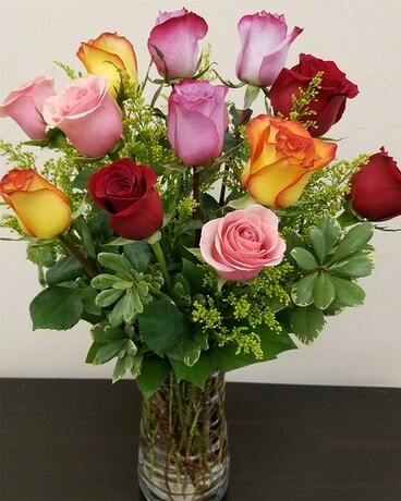 1Dz Roses Arranged Flower Arrangement