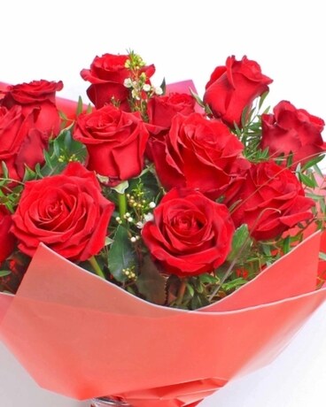 1Dz Roses Wrapped Flower Arrangement