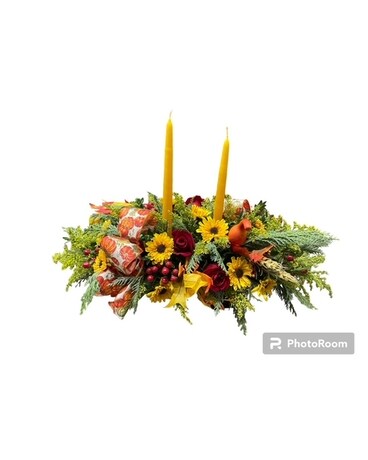 Two Candle Centerpiece Flower Arrangement