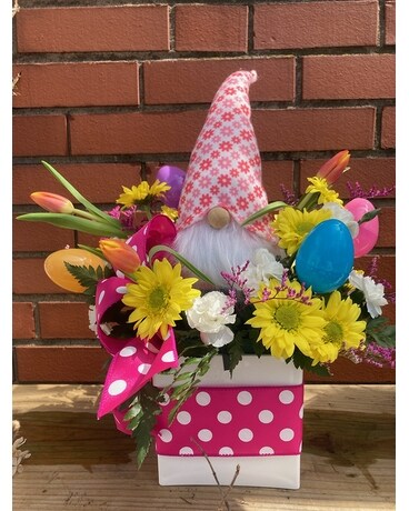 Easter Gnome Flower Arrangement