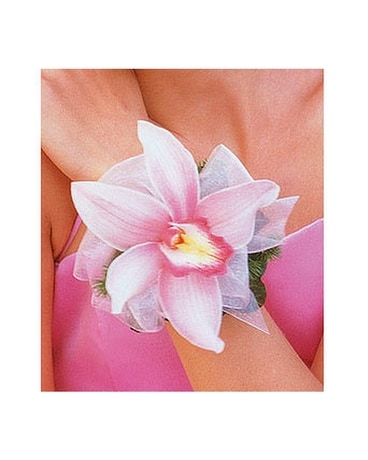 Pink Orchid Wristlet - by Trillium Flower Arrangement