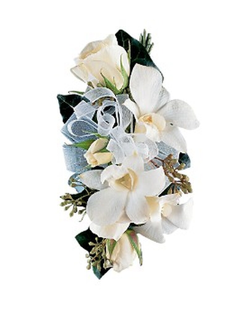 White Rose and Orchid Corsage - by Trillium in Ardmore PA - Trillium