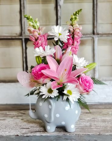 Welcome Baby Pink Bouquet Flower Arrangement