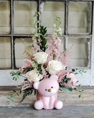 Bear-y Special Pink Bouquet Flower Arrangement