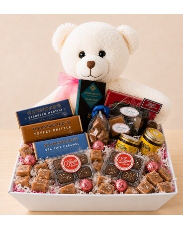 Teddy Bear Gift Basket with Gourmet Chocolates & Treats – Portland Delivery