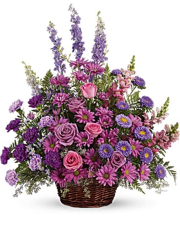 Gracious Lavender Basket at Lindsey Funeral Home Flower Arrangement