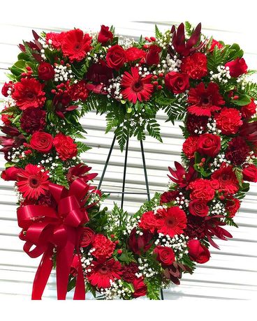 Open Heart Red- Standing Spray Flower Arrangement