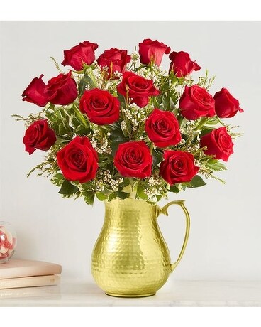 Pitcher Perfect 18 Stems Red Rose Bouquet Flower Arrangement