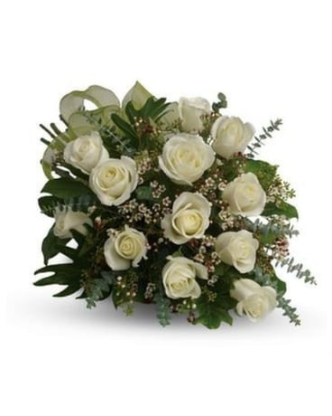 1 Dozen Hand Tied White Roses Flower Arrangement