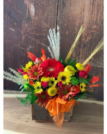 Harvest Bloom Box Flower Arrangement