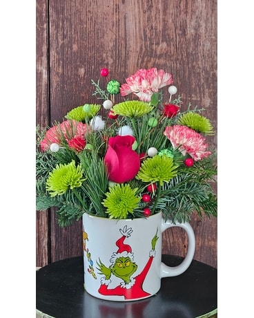 Keepsake Grinch Coffee Mug Arrangement Flower Arrangement
