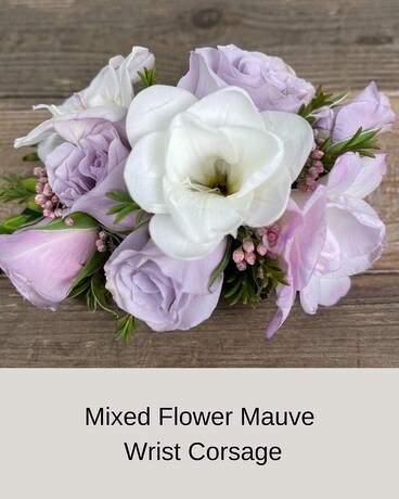 Mauve Mixed Flower Wrist Corsage Flower Arrangement