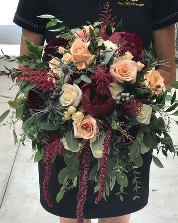 Peach & Burgandy Bouquet Bouquet