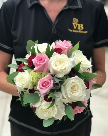 White & Pink Rose Wedding Bouquet Bouquet