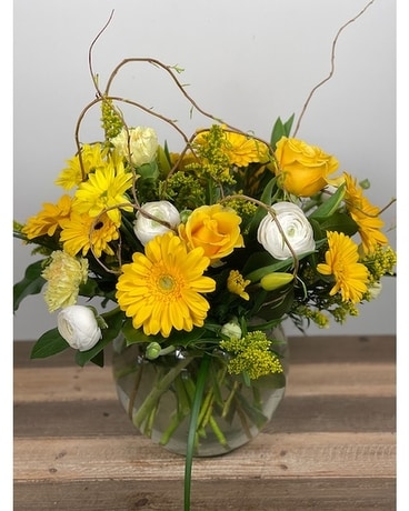 Sunshine & Splendour Yellow Vase Arrangement Flower Arrangement