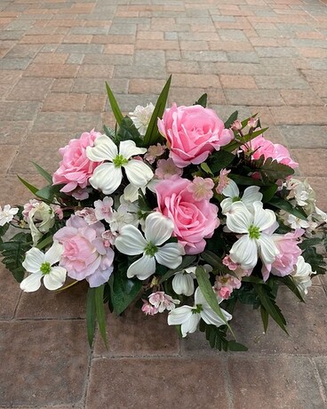 Pink And White Artificial Tomb Stone Topper Gifts