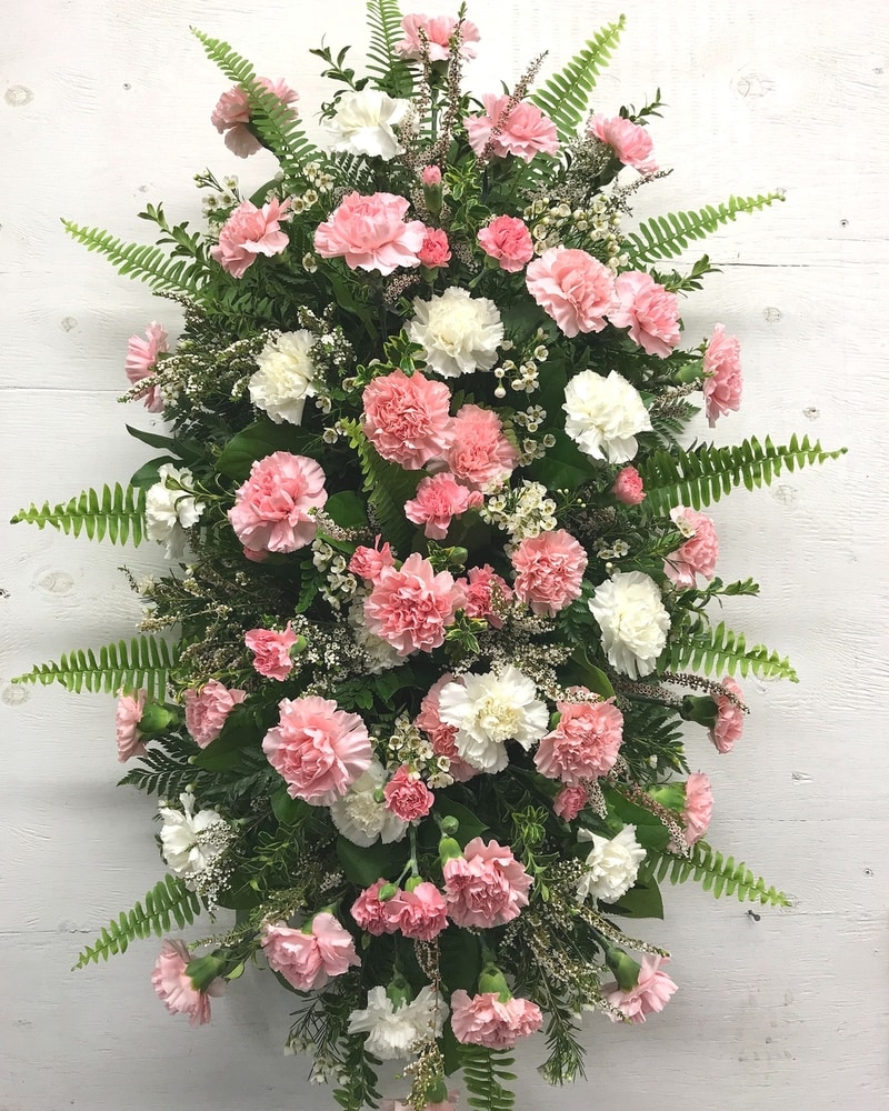 Pink & White Carnation Standing Spray in Bowmanville ON - Van