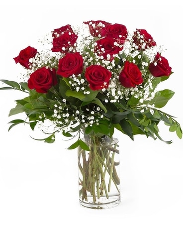 1 Dozen Red Roses in  a Vase Flower Arrangement
