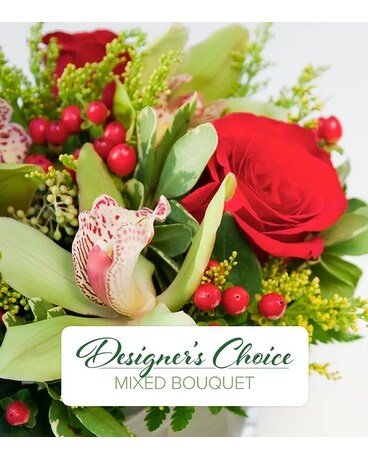 Red and Green Designer's Choice Flower Arrangement