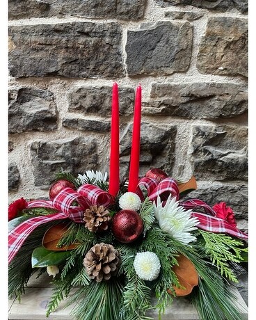 Traditional Red Centerpiece Flower Arrangement