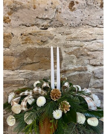 Traditional Gold Centrepiece Flower Arrangement
