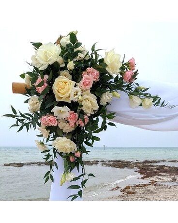 Pink and white rose arch Wedding Arrangement