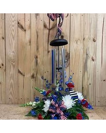 Chime with Fresh Flowers Funeral Arrangement