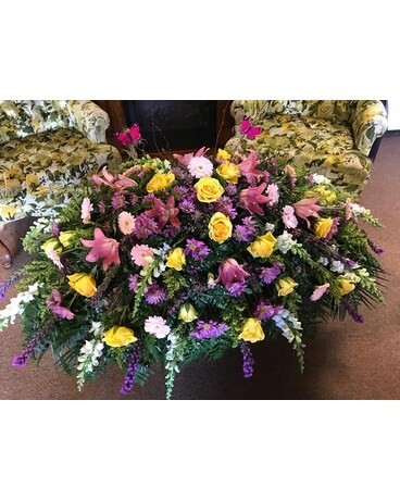 Pastel Casket Cover Funeral Casket Spray Flowers