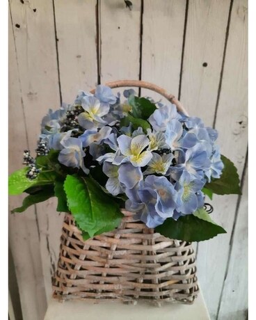 Lighted Hydrangea Basket Flower Arrangement