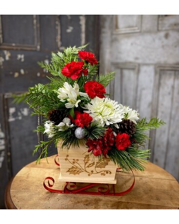 Christmas Sleigh Flower Arrangement
