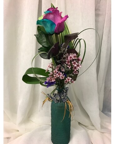 Rainbow Rose Arc en ciel Flower Arrangement