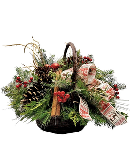 Cozy Winter Basket Flower Arrangement