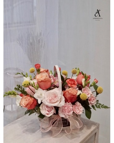 Blooming Basket Basket Arrangement