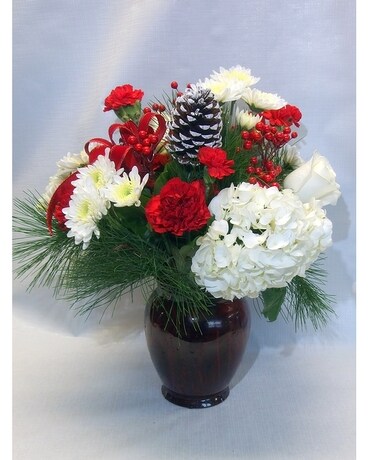 Festive Holiday Vase Flower Arrangement