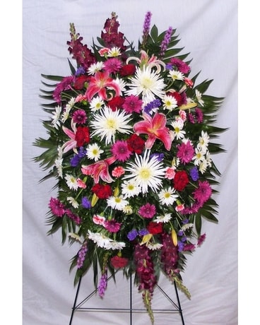 Easel Spray of Mixed Flowers Funeral Arrangement