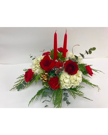 Two Candle Round Centerpiece Flower Arrangement