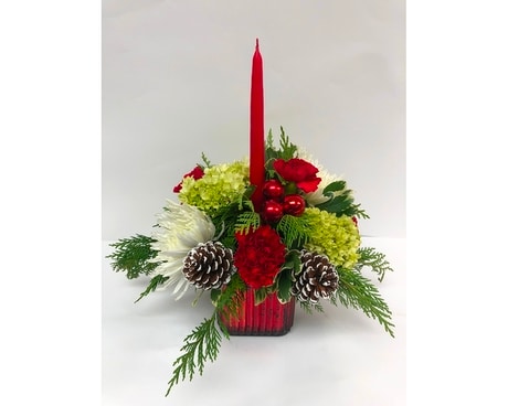 One Candle Round Centerpiece Flower Arrangement