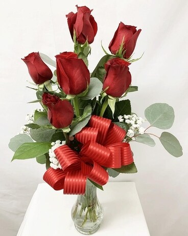 Half Dozen Red Roses Flower Arrangement
