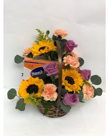 Flower & Candy Basket Flower Arrangement