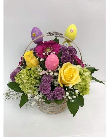 Egg Hunt Basket Flower Arrangement
