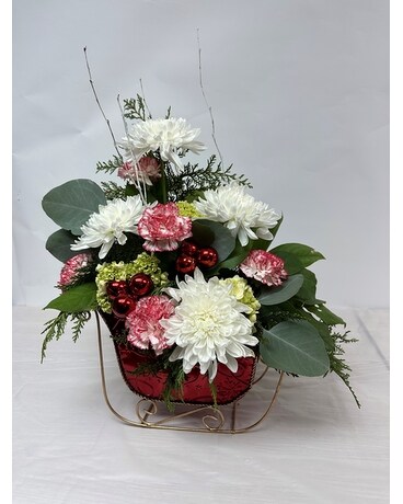 Metal Sleigh Flower Arrangement
