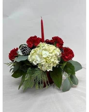 One Candle Centerpiece Flower Arrangement