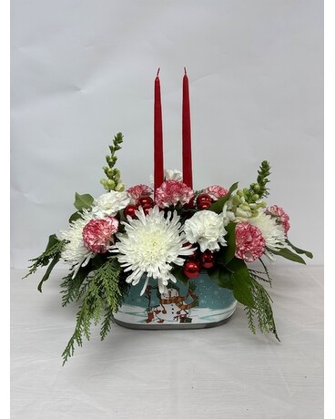 Two Candle Centerpiece Flower Arrangement