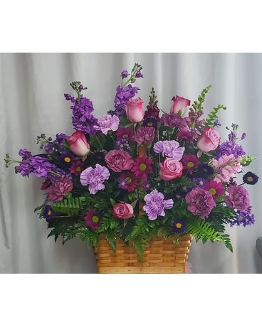 Lavender Remembrance Basket Flower Arrangement
