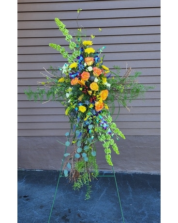 Rugged Cross Tribute Spray Flower Arrangement