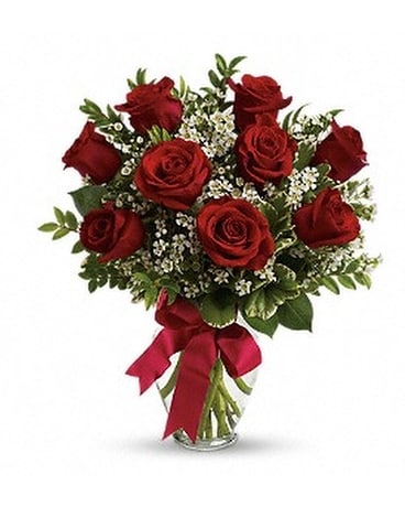 9 Long Stem Red Roses Flower Arrangement
