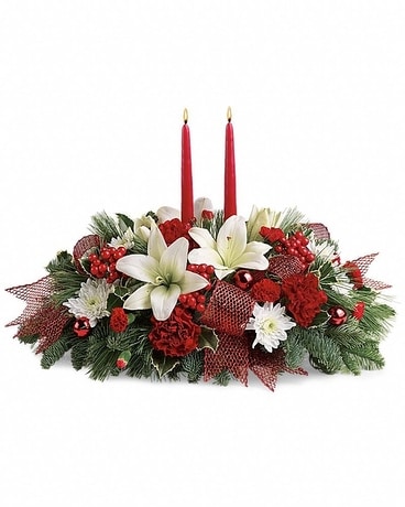 Yuletide Magic Centerpiece Flower Arrangement